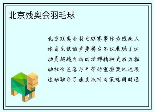 北京残奥会羽毛球